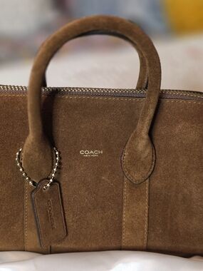 Coach Compass 25 Suede Satchel in Brown